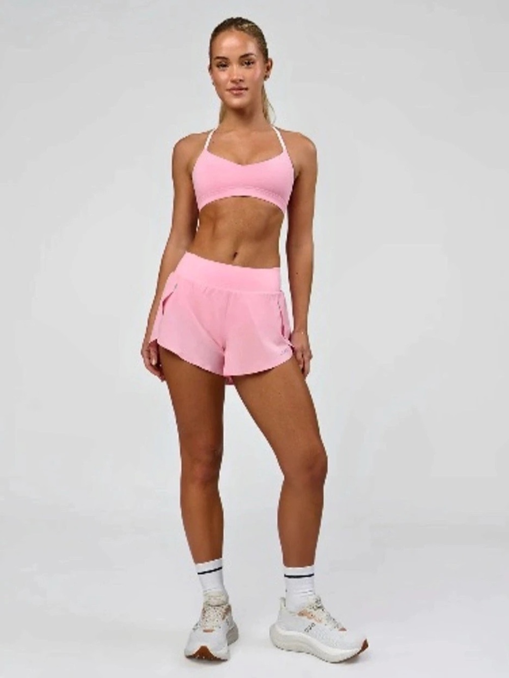 LSKD Momentum Sports Bra Pink & White